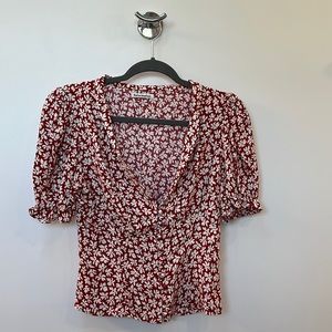 Reformation short sleeve top - red & white floral